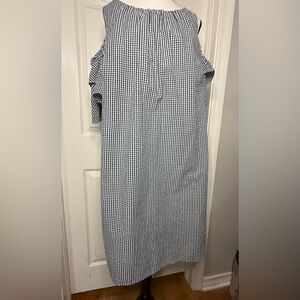 Navy and White Gingham Cold Shoulder Dress Plus Size 16